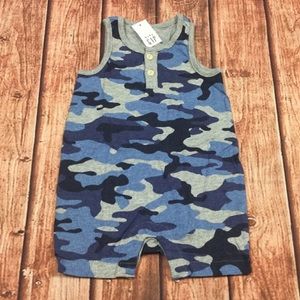 Gap Boys 0-3 Months Blue Camouflage Romper